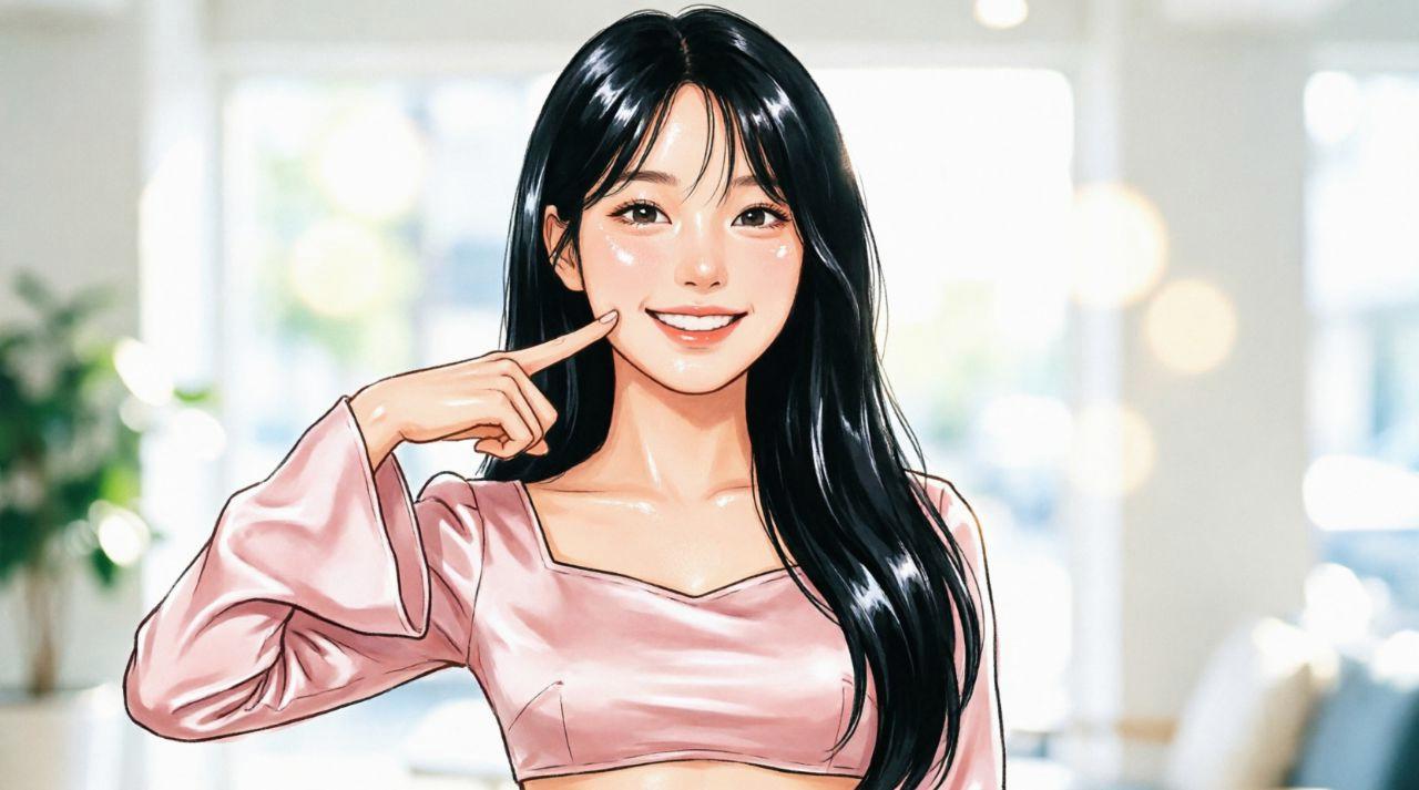 お気に入りのスカートを着て笑顔になる女性