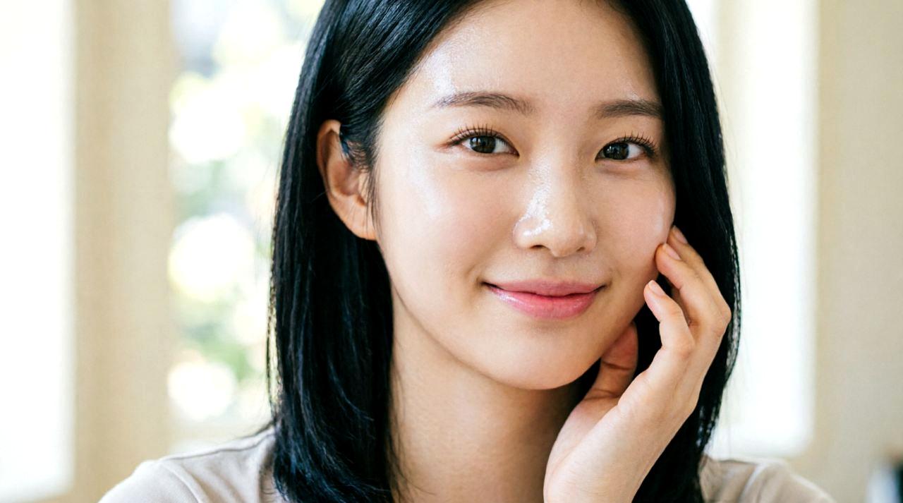 朝のスキンケアに日焼け止めジェルを取り入れてUV対策をする女性