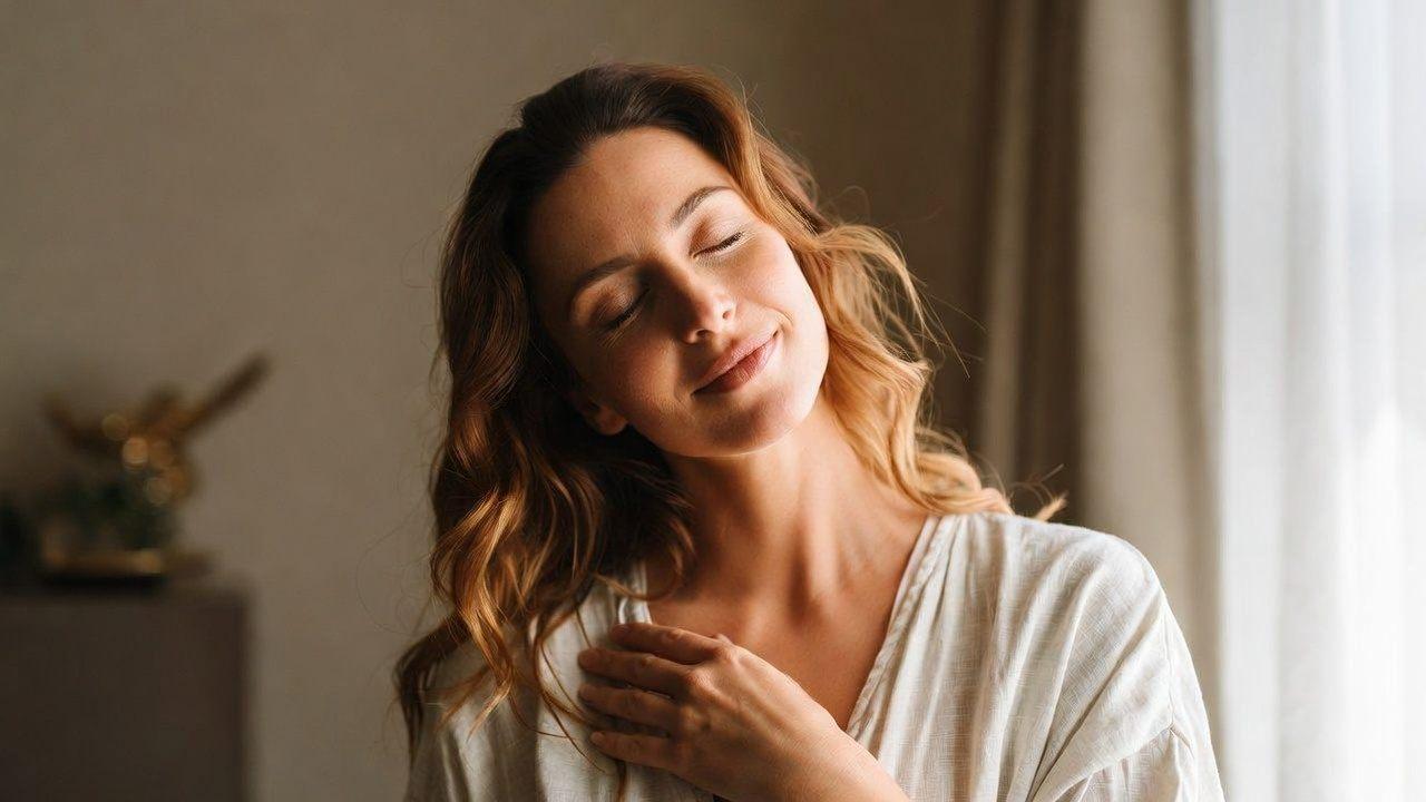 健康で元気な女性がナッツを食べる様子