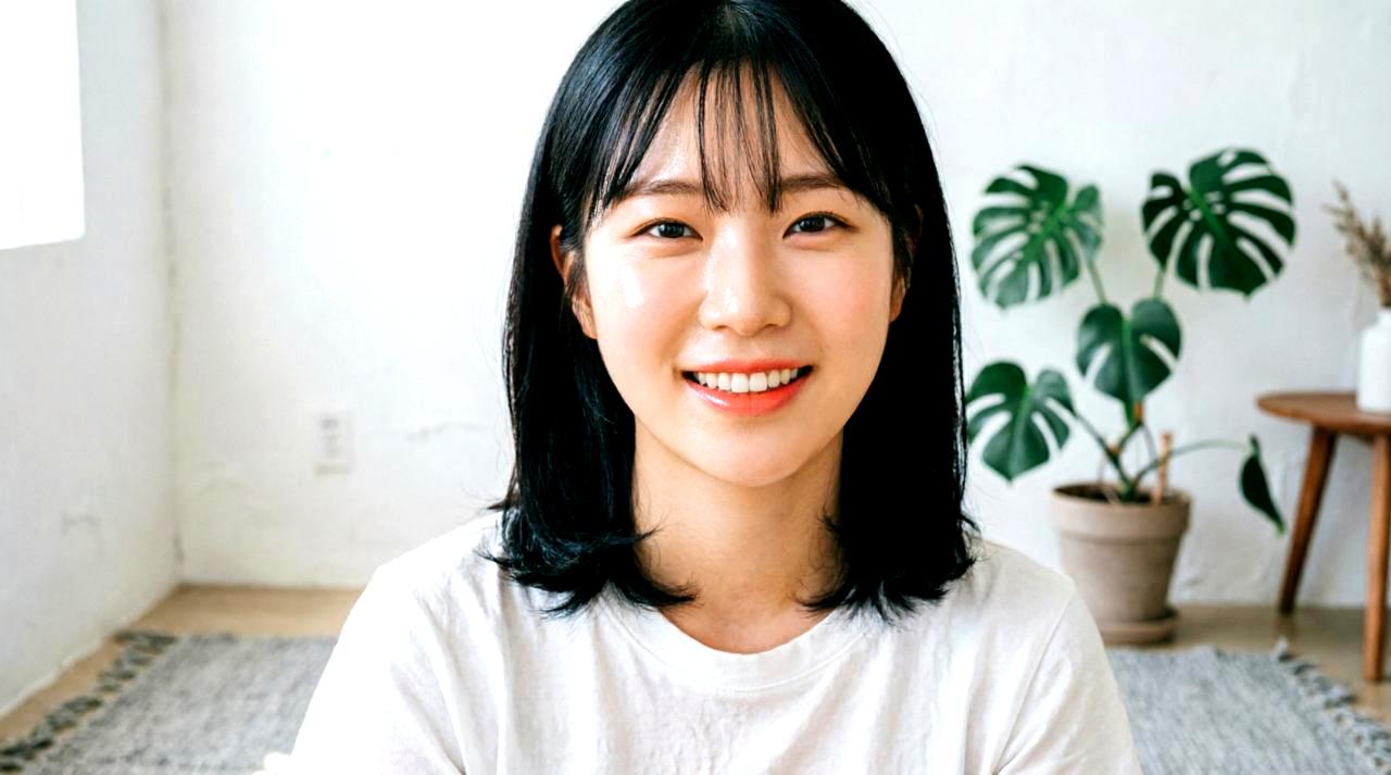 乾燥でカサついた頬の肌を鏡で確認する女性の手元