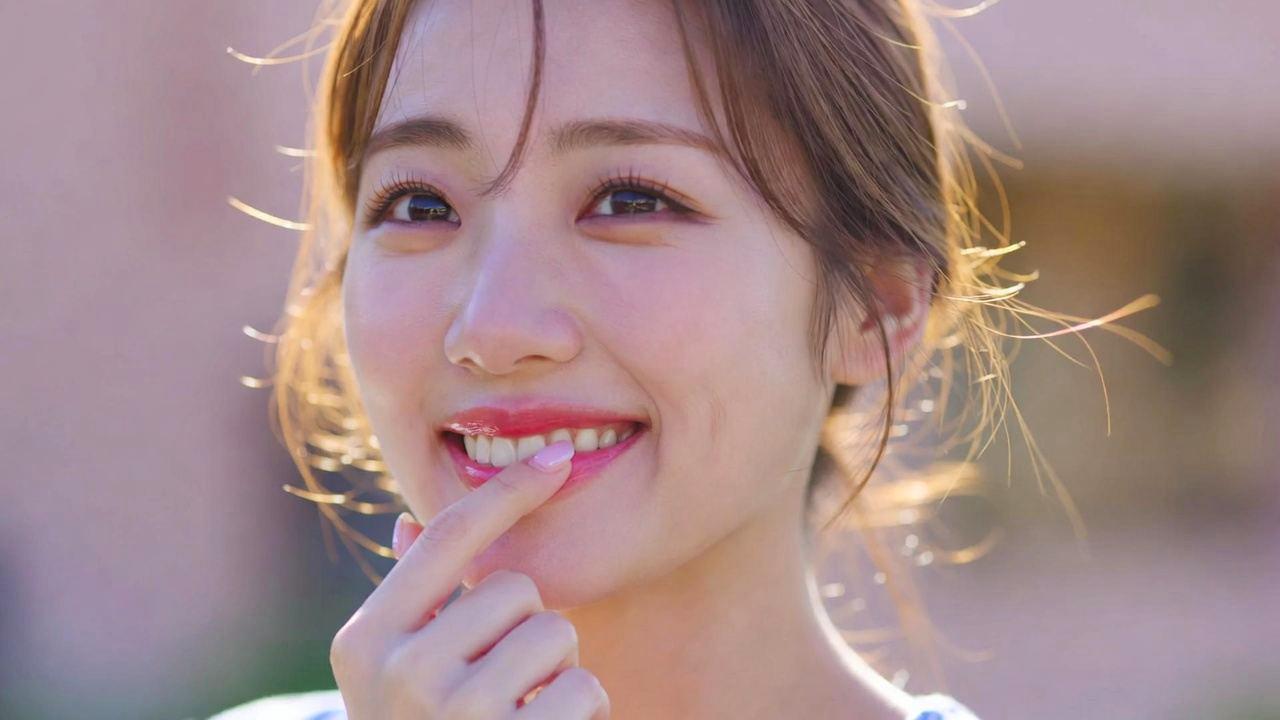 大きく口を開けてあいうべ体操を実践している女性のクローズアップ