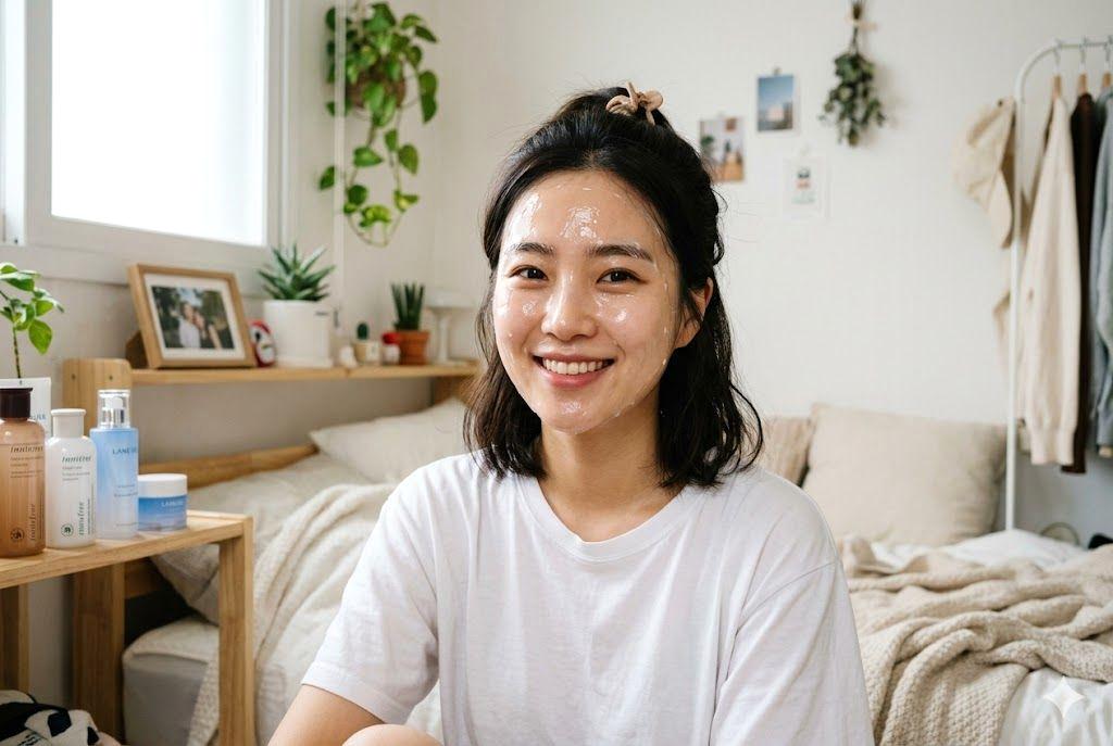 たっぷり泡立てた洗顔料を手に乗せる美容イメージ