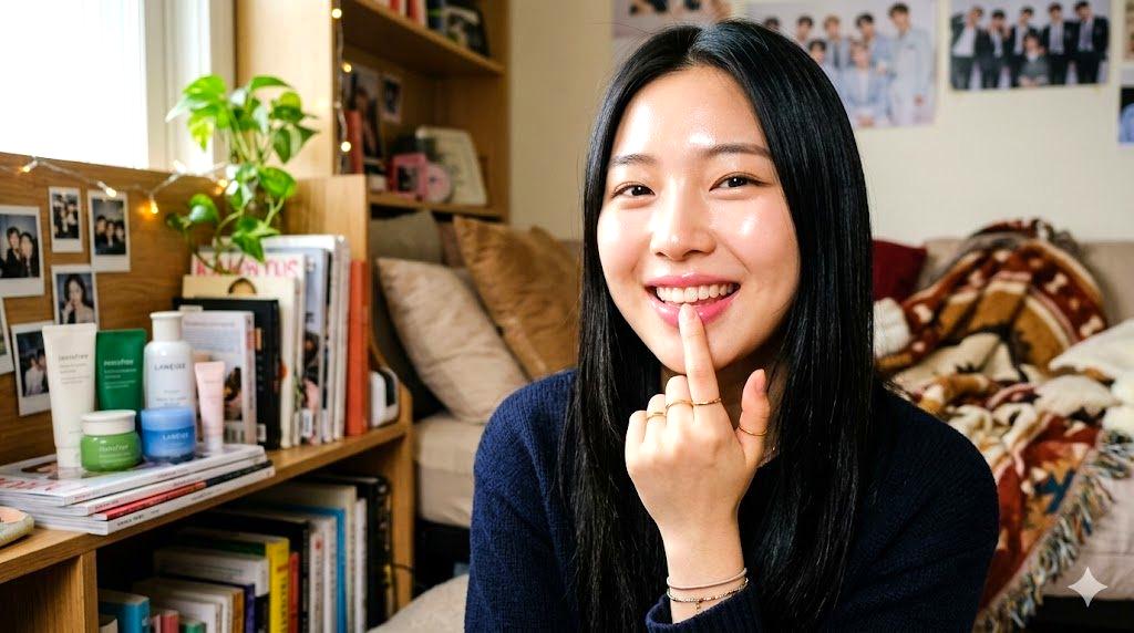 ナイトルーティンでリップスクラブと厚めのバームを塗っている寝室の様子