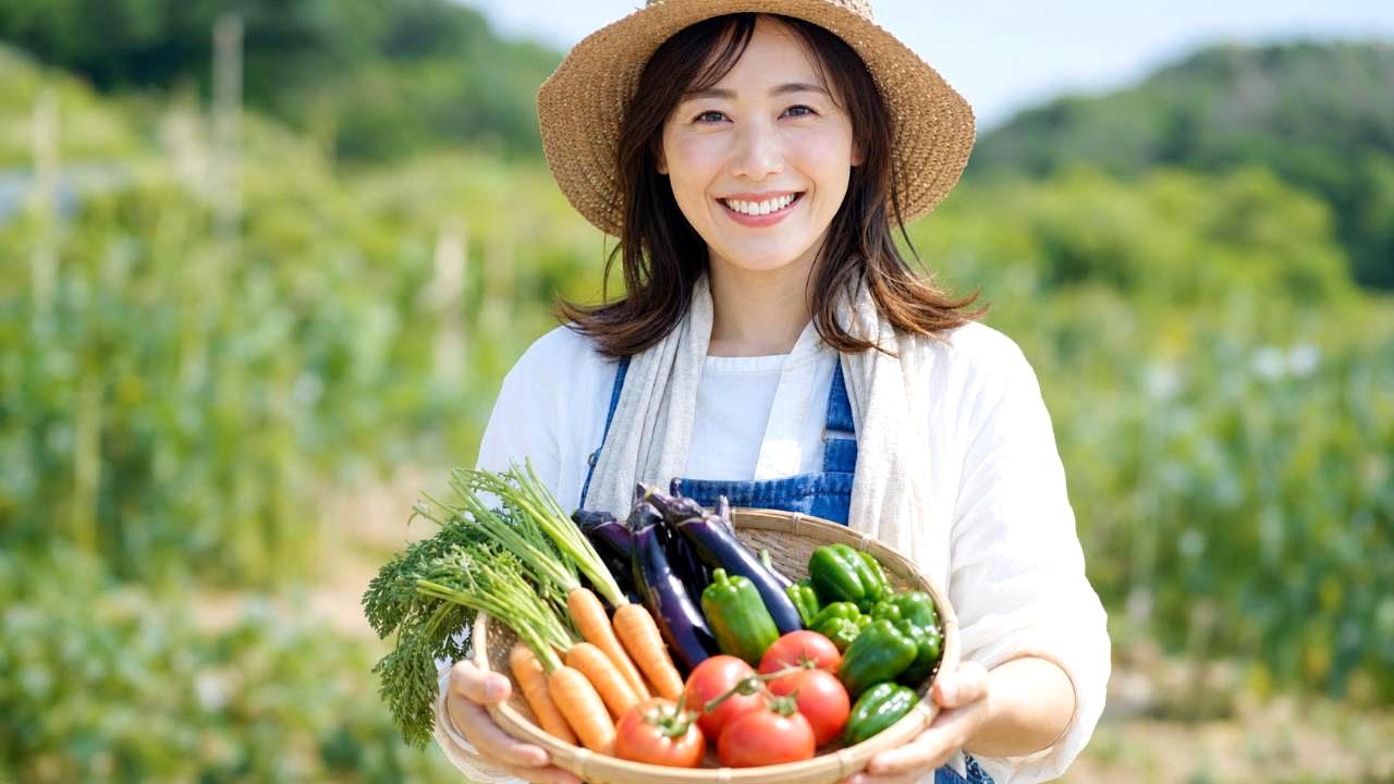 30代女性がふんわりとした美しい髪で自信に満ちた笑顔を見せる様子