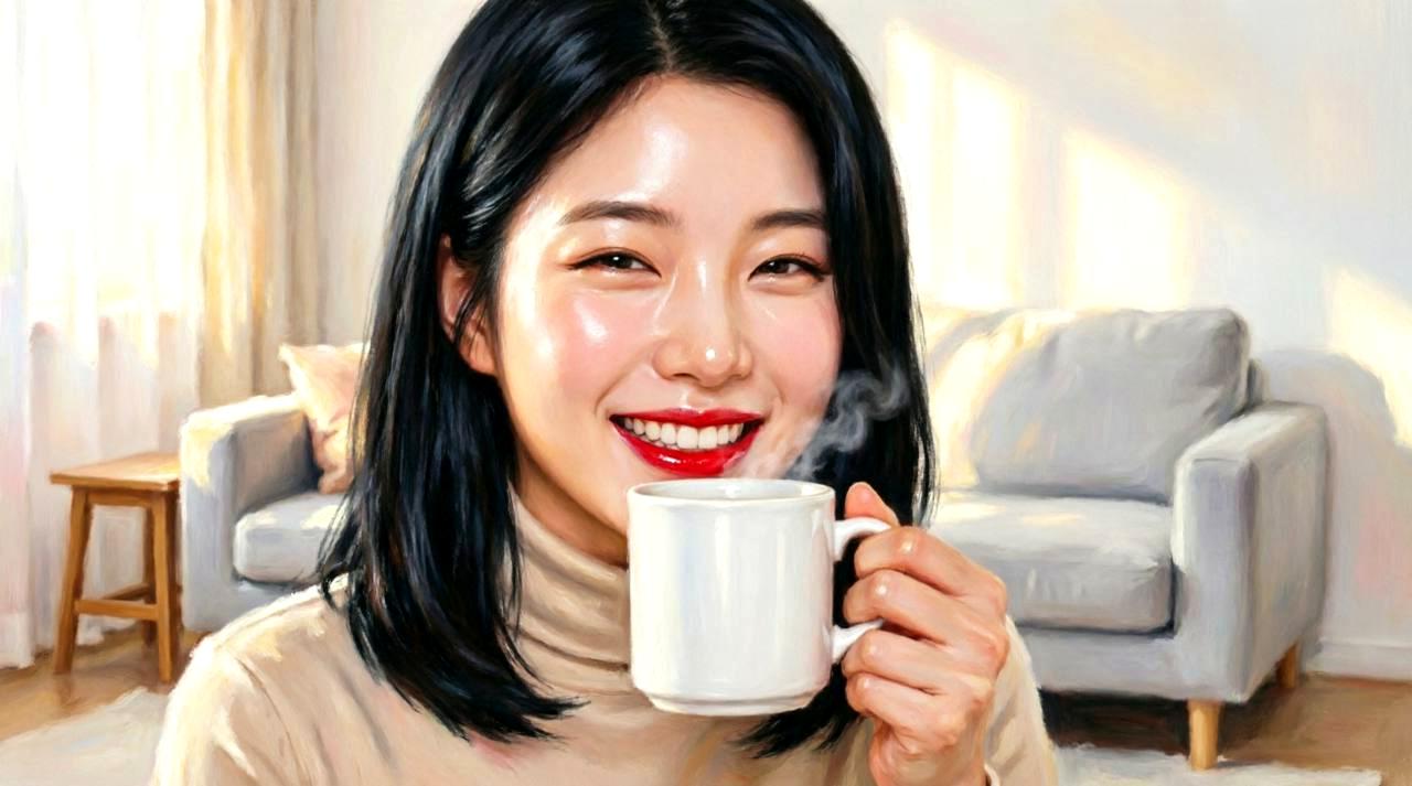 夜のスキンケアの正解を理解して安心した表情を見せる女性