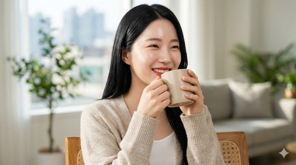 ナッツを使った美しい料理と笑顔の女性