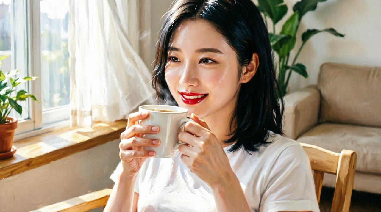 仕事帰りの深夜ウォーキング後にリラックスしながら快眠と美容を整える大人の女性のイメージ
