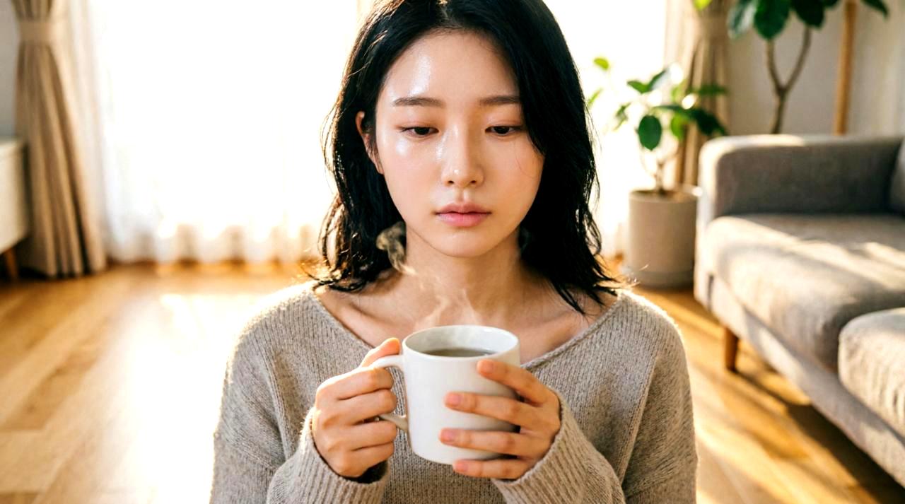 深夜サウナ利用時の注意点を確認する落ち着いた女性