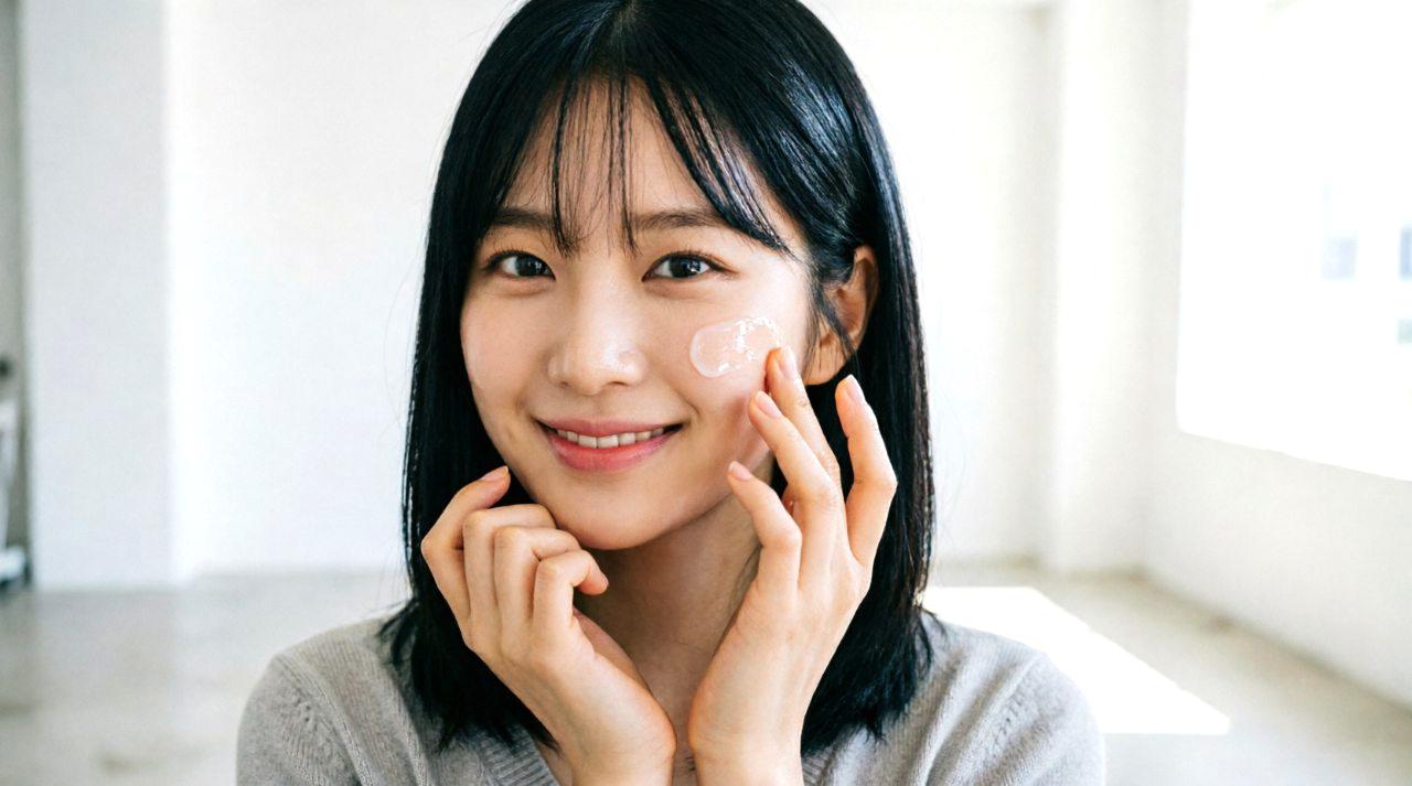 紫外線対策とうるおい感を同時にかなえるつや肌の女性イメージ