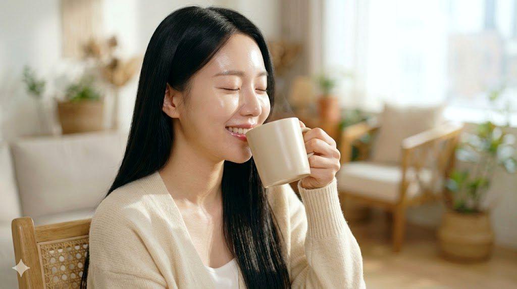 夕方にジャスミンティーを正しく飲む方法を解説するイメージ画像