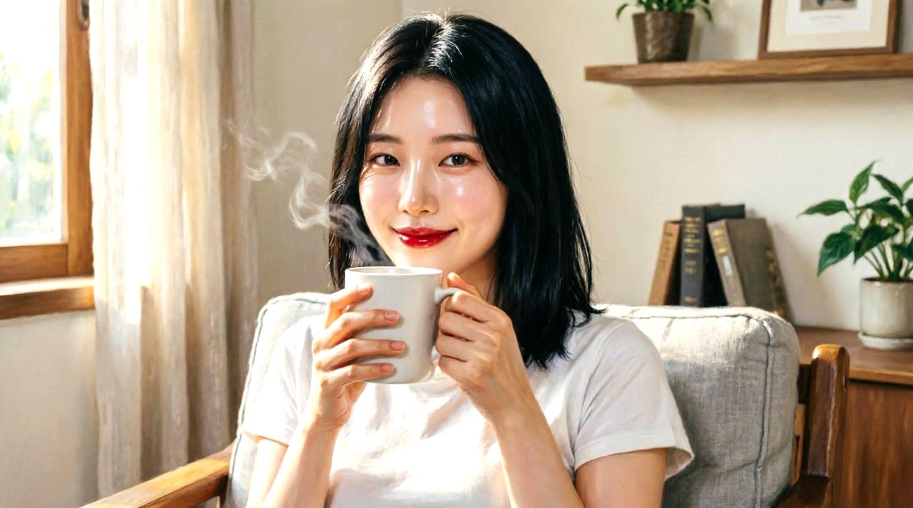 指輪がキツい朝を救う、内側からむくみを流すデトックス飲料で輝く女性のイメージ