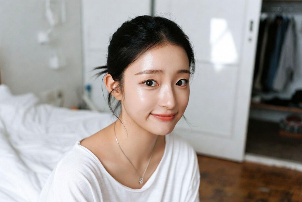 透き通るような美肌の女性の顔