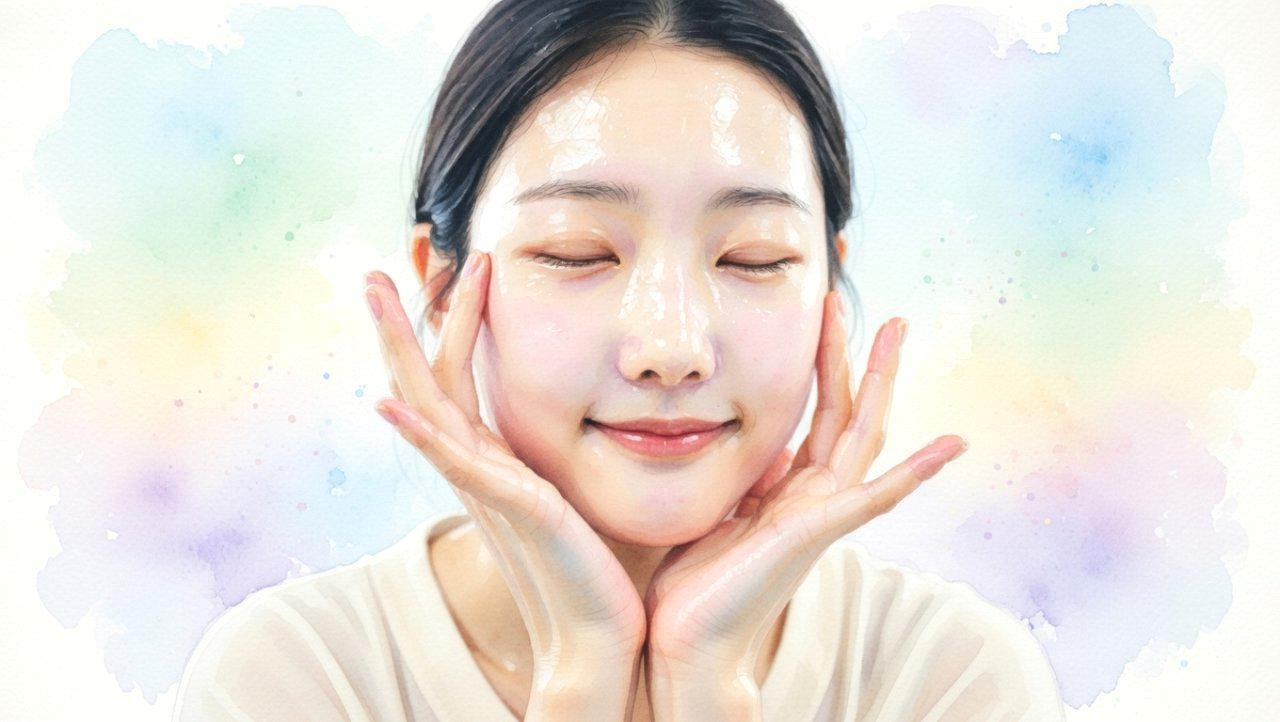 やさしい洗顔とクレンジングで肌をいたわる上品な女性
