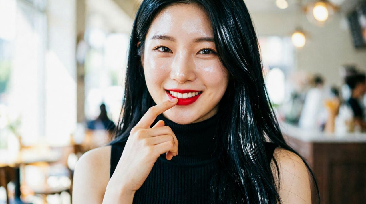 うるおいのある唇を目指して丁寧に保湿する女性の口元