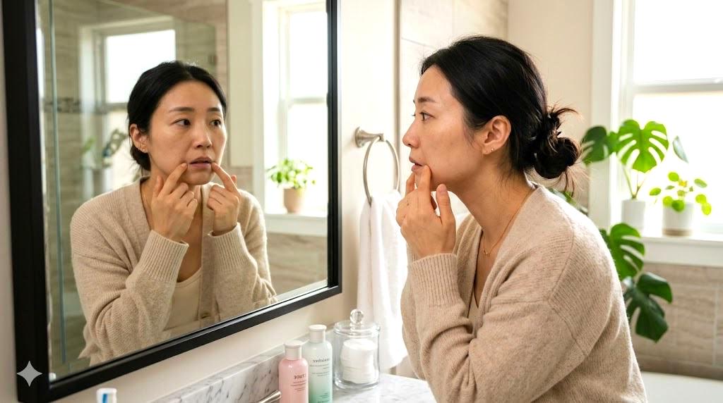 朝の指輪がキツい女性の手元と、むくみの原因を解説するイメージ