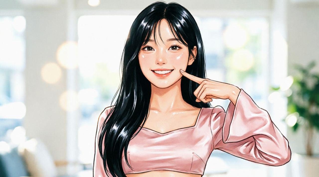 美容成分や使用感を比較しながらコスメを選ぶ女性の写真