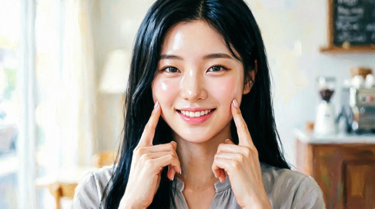穏やかな夜時間の中で美肌習慣を整える洗練された女性