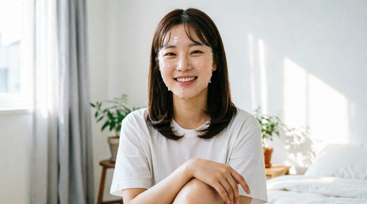 笑顔で日傘を差しながら日焼け止めをポーチに入れている10代の女性の爽やかな屋外スナップ