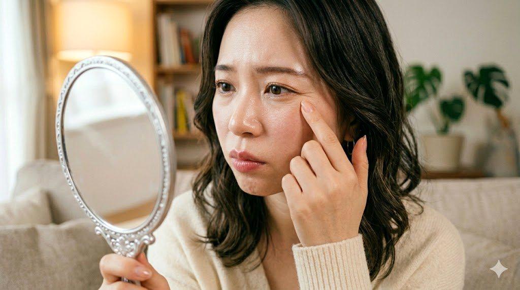 美白有効成分入りのスキンケアアイテムが並ぶ棚
